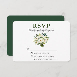 Waterverf Green Floral Bouquet Greenery RSVP Kaartje