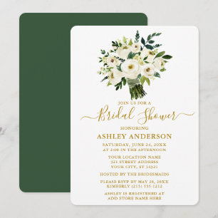 Waterverf Green Floral Vrijgezellenfeest Gold Kaart