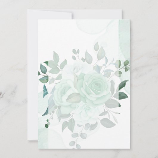 Waterverf Green Flowers Engagement Party Kaart (Achterkant)