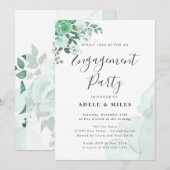 Waterverf Green Flowers Engagement Party Kaart (Voorkant / Achterkant)