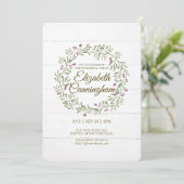 Waterverf Green Foliage Berries Virtual Memorial Kaart (Staand voorkant)