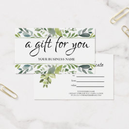 Waterverf Green Foliage Salon cadeaubon Visitekaartje