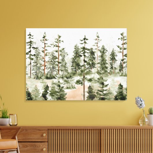 Waterverf Green Forest Canvas Afdruk (Insitu (Woonkamer))