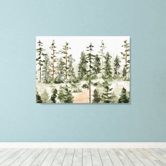 Waterverf Green Forest Canvas Afdruk (Insitu (Houten vloer))