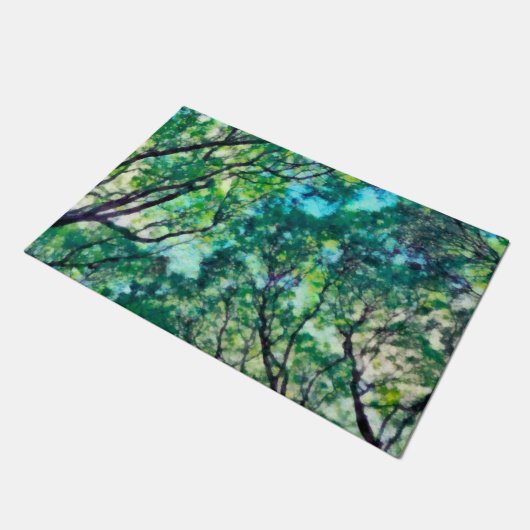 Waterverf Green Forest Deurmat (Schuin)