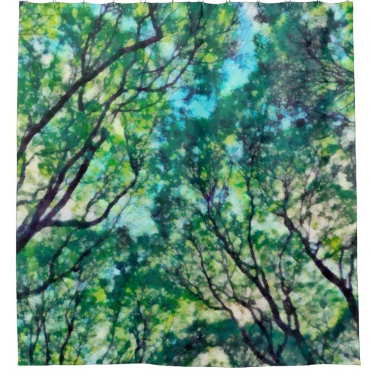 Waterverf Green Forest Douchegordijn (Voorkant)