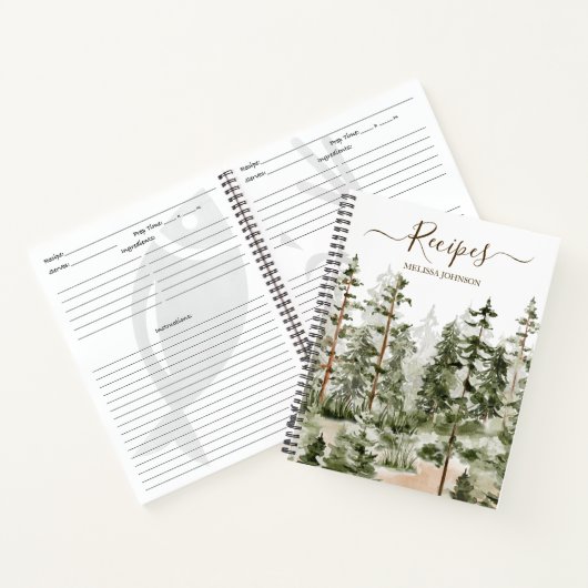 Waterverf Green Forest kookboek recept Notitieboek (Binnen)