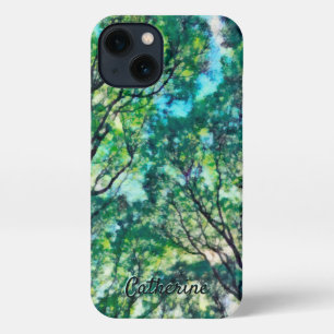 Waterverf Green Forest Monogram iPhone 13 Hoesje