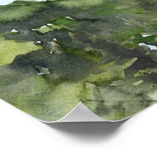 Waterverf Green Forest Mountain bruiloft welkom Poster (Hoek)