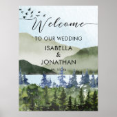 Waterverf Green Forest Mountain bruiloft welkom Poster (Voorkant)