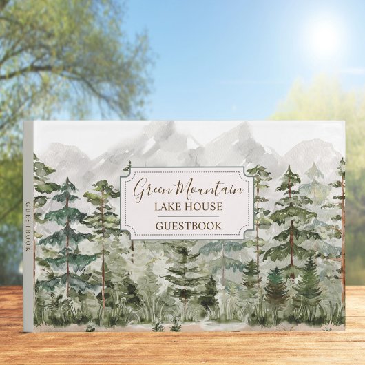 Waterverf Green Forest Mountain Cabin Lake House Gastenboek