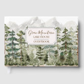 Waterverf Green Forest Mountain Cabin Lake House Gastenboek (Voorkant)
