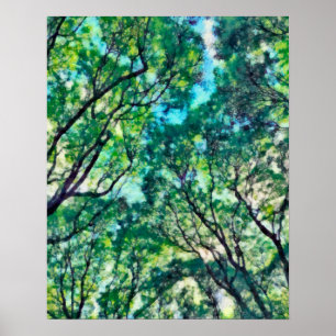 Waterverf Green Forest Poster