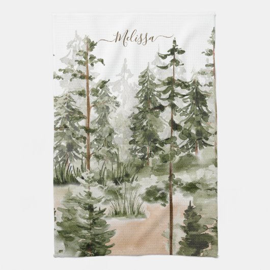 Waterverf Green Forest Theedoek (Verticaal)