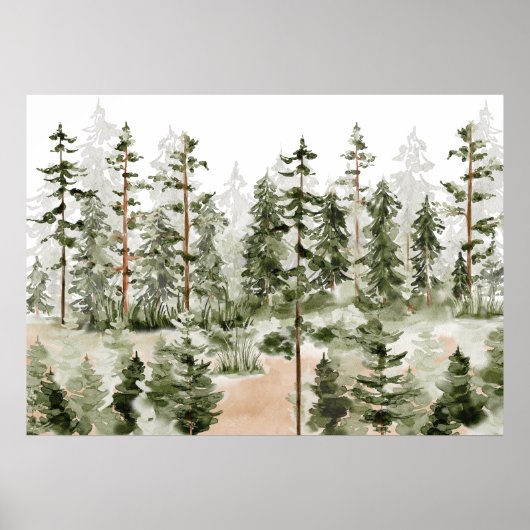 Waterverf Green Forest Wall Art Poster (Voorkant)