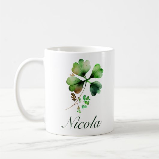 Waterverf Green Four Leaf Clover St Patrick's Day Koffiemok (Links)