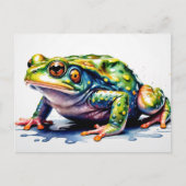 Waterverf Green Frog, Schattigee kleurrijke pad Briefkaart (Voorkant)