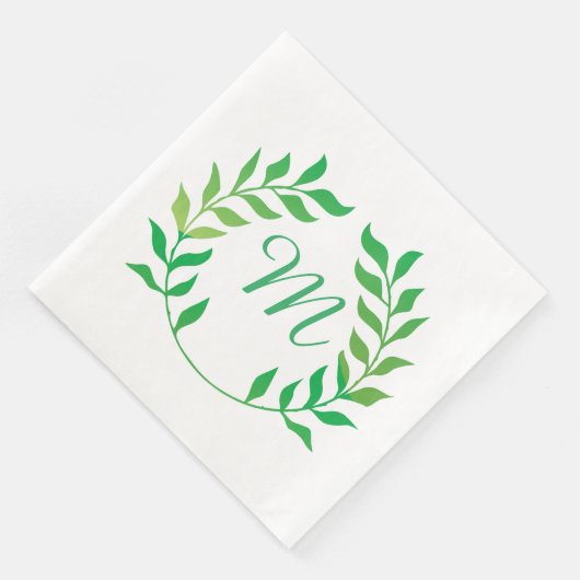Waterverf Green Garland Monogram Servetten (Hoek)