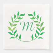 Waterverf Green Garland Monogram Servetten (Voorkant)