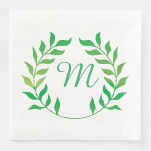 Waterverf Green Garland Monogram Servetten