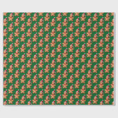 Waterverf Green Gingerbread Man Pattern Christmas Cadeaupapier (Vlak)