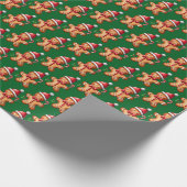 Waterverf Green Gingerbread Man Pattern Christmas Cadeaupapier (Hoek)