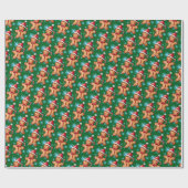 Waterverf Green Gingerbread Man Snowflake Pattern Cadeaupapier (Vlak)