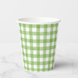 Waterverf Green Gingham Baby shower Papieren Bekers