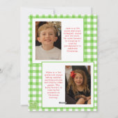 Waterverf Green Gingham Bow Kerstfoto Feestdagenkaart (Achterkant)