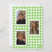 Waterverf Green Gingham Bow Kerstfoto Feestdagenkaart (Achterkant)