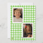 Waterverf Green Gingham Bow Kerstfoto Feestdagenkaart (Achterkant)