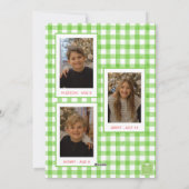 Waterverf Green Gingham Bow Kerstfoto Feestdagenkaart (Achterkant)