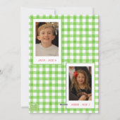 Waterverf Green Gingham Bow Kerstfoto Feestdagenkaart (Achterkant)