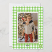Waterverf Green Gingham Bow Kerstfoto Feestdagenkaart (Achterkant)