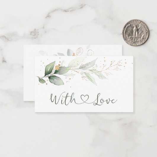 Waterverf Green Gold Foliage Hartelijk dank Notitiekaartje (Voorkant / Achterkant in situ)