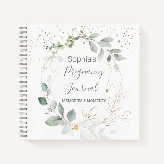 Waterverf Green Gold Foliage Pregnage Journal Notitieboek (Voorkant)