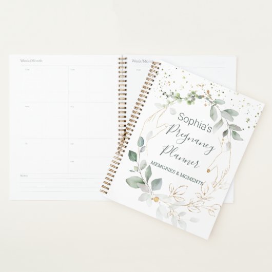 Waterverf Green Gold Foliage Pregnancy Planner (Display)