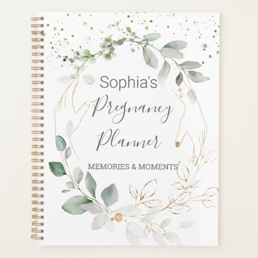 Waterverf Green Gold Foliage Pregnancy Planner (Voorkant)