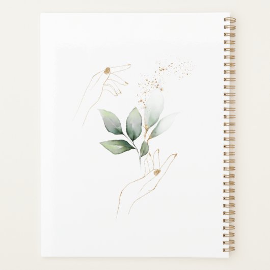 Waterverf Green Gold Foliage Pregnancy Planner (Achterkant)
