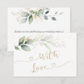 Waterverf Green Gold Foliage Weddenschap Hartelijk Bedankkaart (Voorkant / Achterkant)