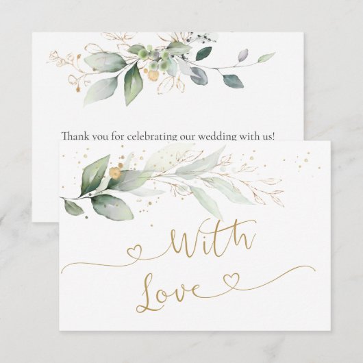 Waterverf Green Gold Foliage Weddenschap Hartelijk Bedankkaart (Voorkant / Achterkant)