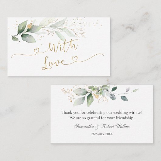 Waterverf Green Gold Foliage Weddenschap Hartelijk Visitekaartje (Voorkant / Achterkant)