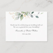 Waterverf Green Gold Foliage Weddenschap Hartelijk Visitekaartje (Achterkant)