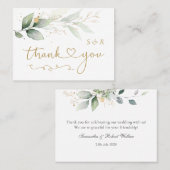 Waterverf Green Gold Foliage Weddenschap Hartelijk Visitekaartje (Voorkant / Achterkant)