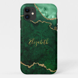 Waterverf Green Gold Marble Agate Geode Case-Mate iPhone Case