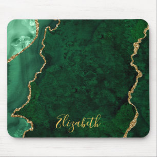 Waterverf Green Gold Marble Agate Geode Muismat