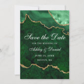 Waterverf Green Gold Marble Agate Geode Save The Date (Voorkant)