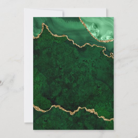 Waterverf Green Gold Marble Agate Geode Save The Date (Achterkant)
