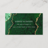 Waterverf Green Gold Marble Agate Geode Wedding Informatiekaartje (Voorkant)