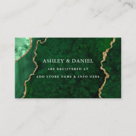 Waterverf Green Gold Marble Agate Geode Wedding Informatiekaartje